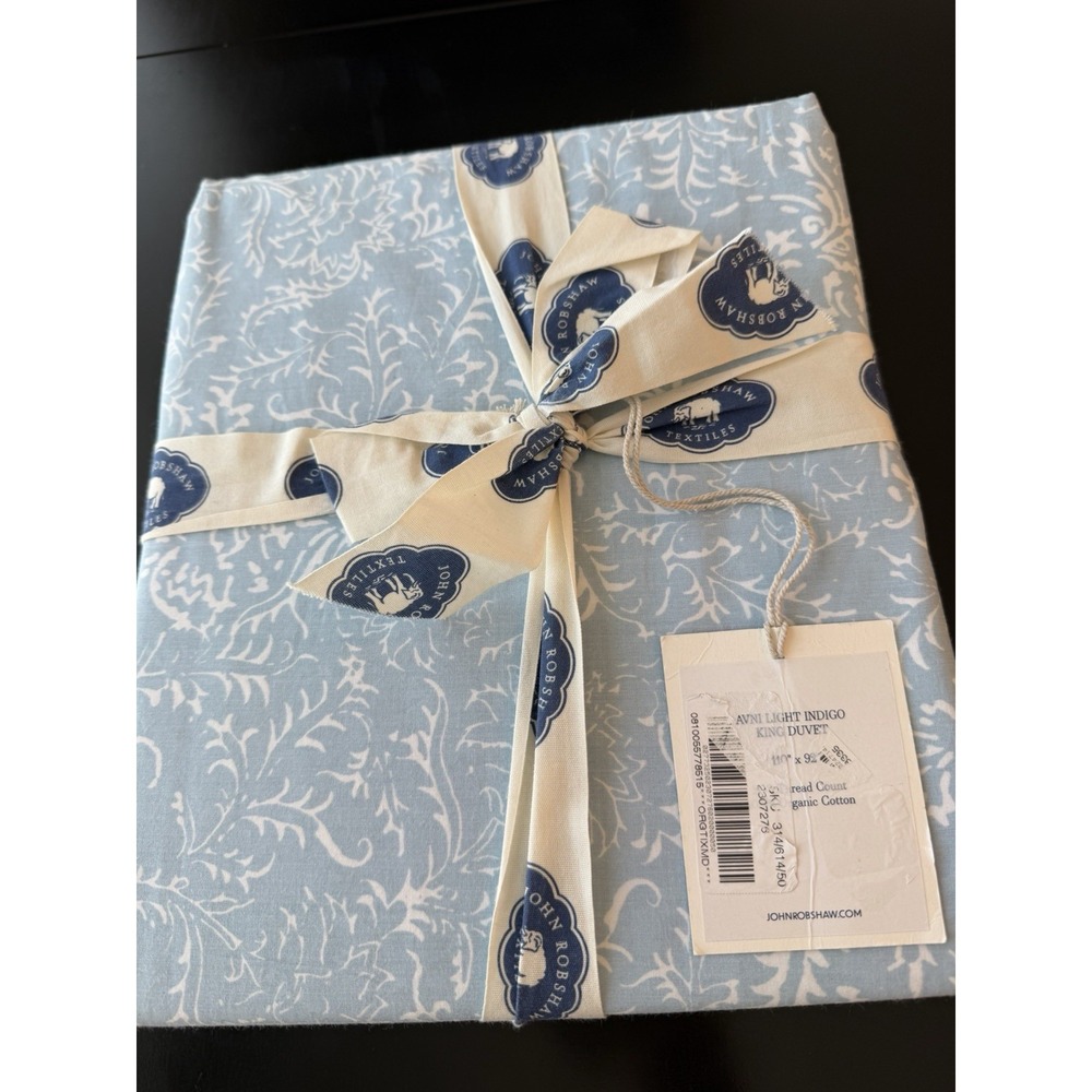 John Robshaw Textiles Avni Light Indigo Organic Cotton King Duvet Cover